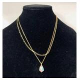 Kendra Scott Iridescent Abalone Shell Teardrop Gold Charm 20" Pendant Necklace - Brand New