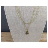 Kendra Scott Iridescent Abalone Shell Teardrop Gold Charm 20" Pendant Necklace - Brand New