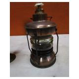 Vintage Music Box Oil Lantern & Brass Vase