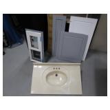 Small Window, Cabinet Doors, Bathroom Vanity Sink/Countertop (has chip in front edge)