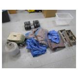 (2) 2 Step Ladders, Poly Tarps, Propane Tank, Weightlifting Weights