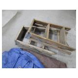 (2) 2 Step Ladders, Poly Tarps, Propane Tank, Weightlifting Weights