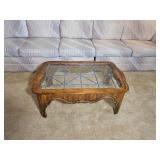 French Provincial Styled Coffee Leaded Glass Inlay