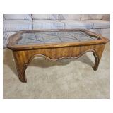 French Provincial Styled Coffee Leaded Glass Inlay