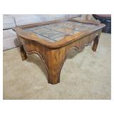 French Provincial Styled Coffee Leaded Glass Inlay