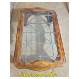 French Provincial Styled Coffee Leaded Glass Inlay