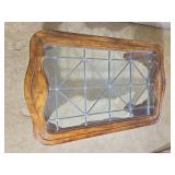 French Provincial Styled Coffee Leaded Glass Inlay