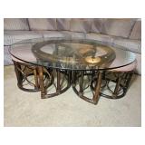 Vintage Rattan Nesting Coffee Table