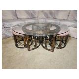 Vintage Rattan Nesting Coffee Table