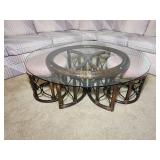 Vintage Rattan Nesting Coffee Table