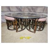 Vintage Rattan Nesting Coffee Table