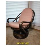 Vintage Rattan Swivel Lounge Chair