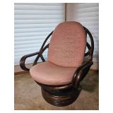 Vintage Rattan Swivel Lounge Chair