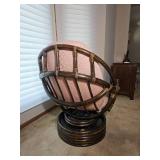 Vintage Rattan Swivel Lounge Chair