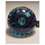 Zeiroke Aquamarine and Clear Maelstrom Paperweight