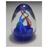 Murano Style Egg Paperweight with Inner Helix Design