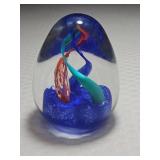 Murano Style Egg Paperweight with Inner Helix Design