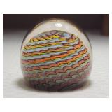 Murano-style Twist Paperweight (Orange, Blue, Yellow)