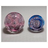 Vintage Millefiori Art Glass Paperweights Pair