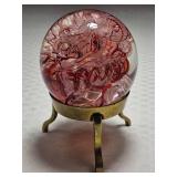 Rollin Karg Scrambled Pink Paperweight Signed