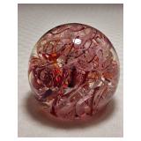 Rollin Karg Scrambled Pink Paperweight Signed