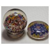 1930s Chinese Millefiori Footed Paperweight & Vintage Murano
