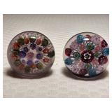 Pair of Vintage "Clichy Space" Millefiori Paperweights