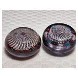 Pair of Vintage "Clichy Space" Millefiori Paperweights