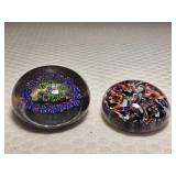 Clichy Space & Scramble Murano-style Paperweights