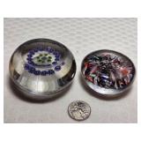 Clichy Space & Scramble Murano-style Paperweights