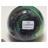 Elwood Studio & The Glasswoods Wicklow Art Glass Paperweights