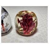 Daum Frech Art Glass & Perthshire Rose Pair