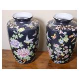 Famille Noire Chinese Décor Vases