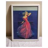 Jules Erbit - Pink Dress -   Vintage Calendar Pin-Up