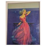 Jules Erbit - Pink Dress -   Vintage Calendar Pin-Up