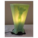 Mckee Art Deco Jadeite Vase Lamp featuring Molded Nude Figures