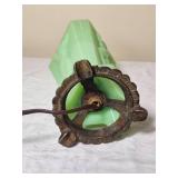 Mckee Art Deco Jadeite Vase Lamp featuring Molded Nude Figures
