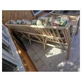 Bright Rattan Sofa with Cabage Rose Upholstery