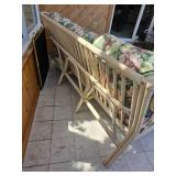 Bright Rattan Sofa with Cabage Rose Upholstery