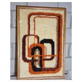 Retro MCM Latch Hook Rug Wall Hanging