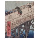 Japanese Woodblock ~  Sudden Shower over Shin=Ohashi Bridge and Atake by Ukiyo-e Artist Utagawa Hiroshige