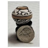 Miniature Native American Acoma Pueblo Pot signed Bogudo