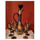 Retro Gold Gilt Decanter and Cordial Set