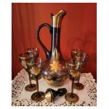 Retro Gold Gilt Decanter and Cordial Set