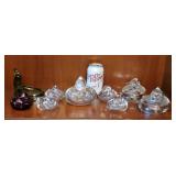 Vintage Duncan & Miller Pall Mall Elegant Glass Duck Ashtrays & Trinket Box Collection