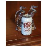 Duncan & Miller Clear Glass Heron Figurines, set of 2