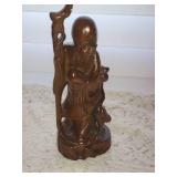Chinese Hand Carved Wooden Statue of Shou Lao