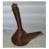 Retro Spanish Porron Wine Tooled Leather Decanter