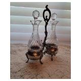 Louis XV Style Silver Plated and Crystal Oil and Vinegar Cruet Set