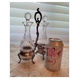 Louis XV Style Silver Plated and Crystal Oil and Vinegar Cruet Set